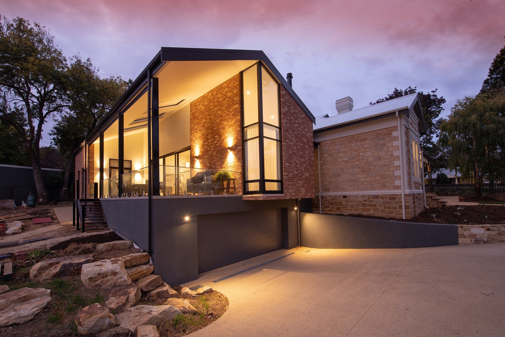 Modern House with decorative outdoor lighting