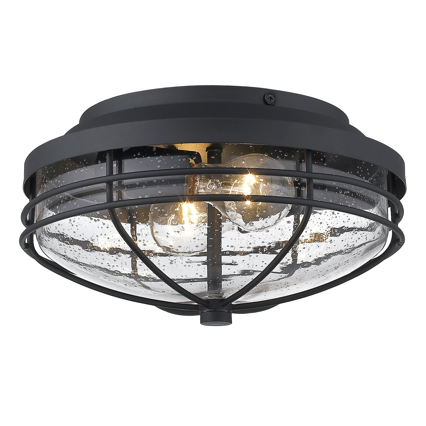 Traditional | Nautical-Inspired Flush Mount With Seeded Glass