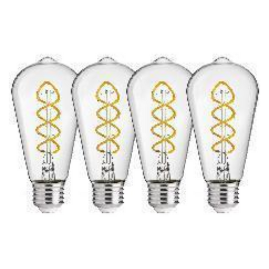 Clear ST Edison Light Bulb With Spiral Filament, 4 Pack
