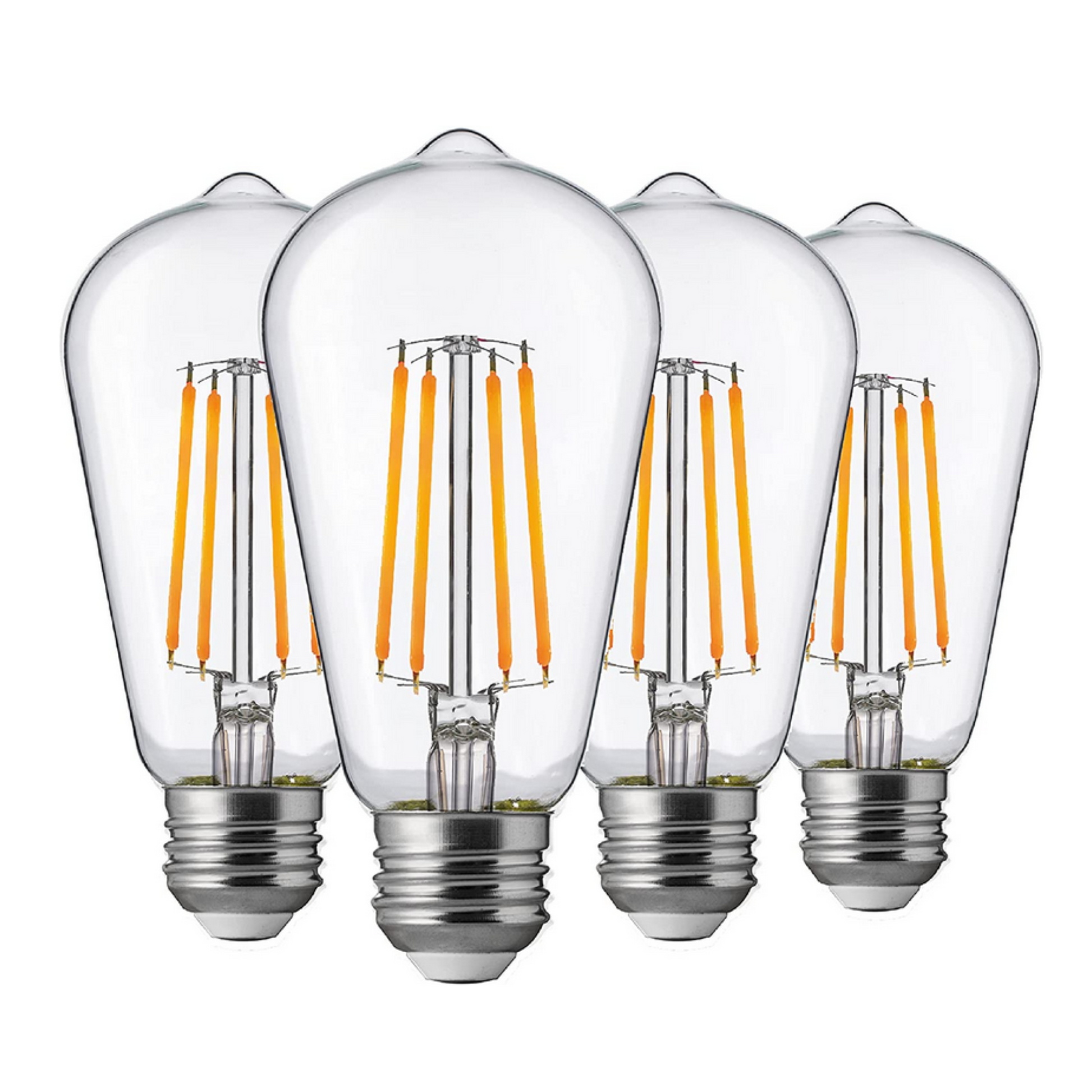 Clear ST Edison Bright Light Bulb with Straight Filaments, 4 Pack