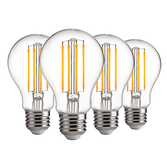 Clear A Edison Light Bulb with Straight Filaments, 4 Pack