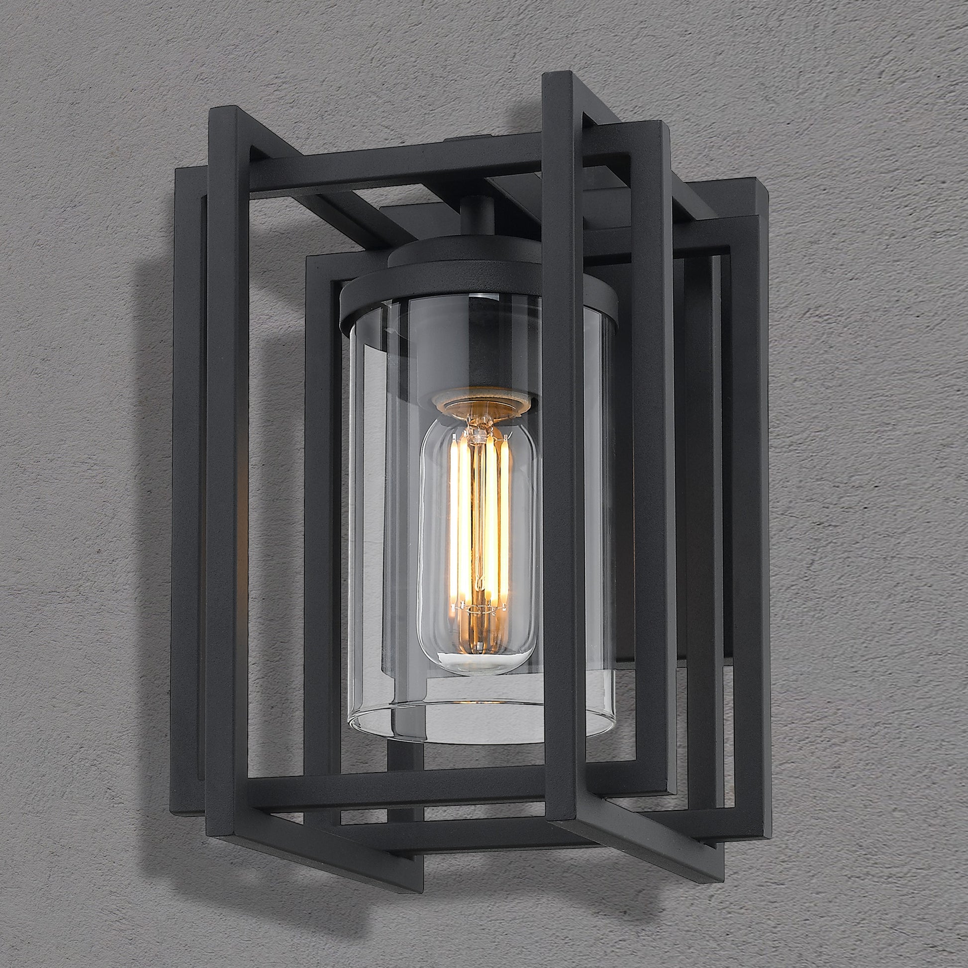Modern | Industrial-Inspired Small Outdoor Wall Sconce with dark background