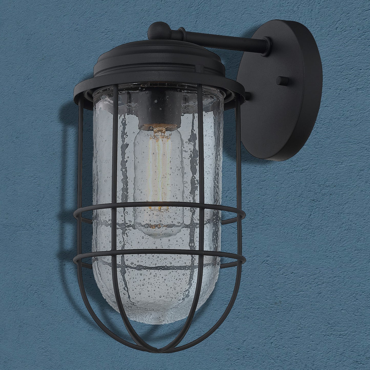 Traditional | Nautical-Inspired Medium Wall Sconce with blue drywall